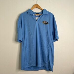 NWT Nike Golf Dri Fit Blue Nascar Camping World Series Pique II Polo Size XL